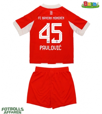 Bayern Munich Aleksandar Pavlovic #45 Hemmaställ Barn 2025-26 Kortärmad (+ Korta byxor)